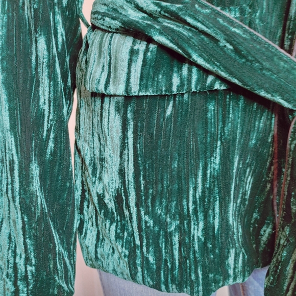 LUCY PARIS PETRA CRUSHED VELVET BLAZER, GREEN L - Picture 8 of 15